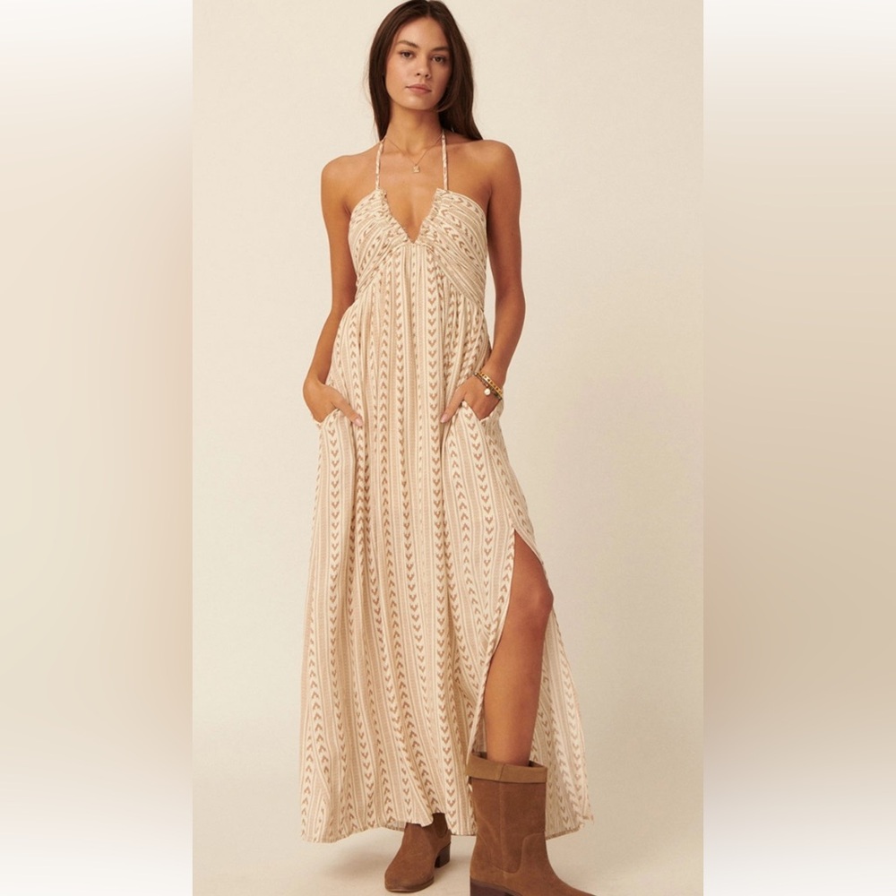 Bohemian Aztec Striped Maxi Dress
